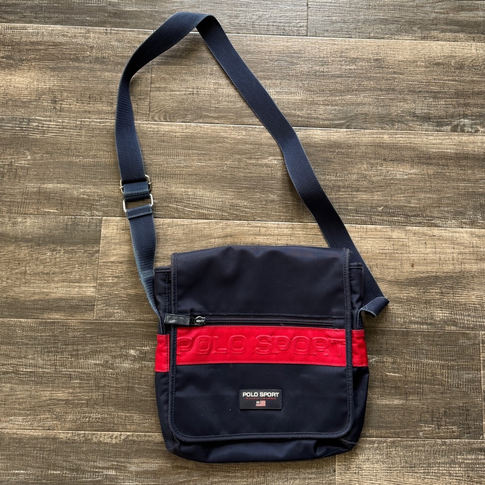 Vintage polo sport crossbag navy blue red - Picture 1 of 6